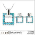 Rhodium Plated square shaped women Jewelry Set with Austrian crystal S-20112